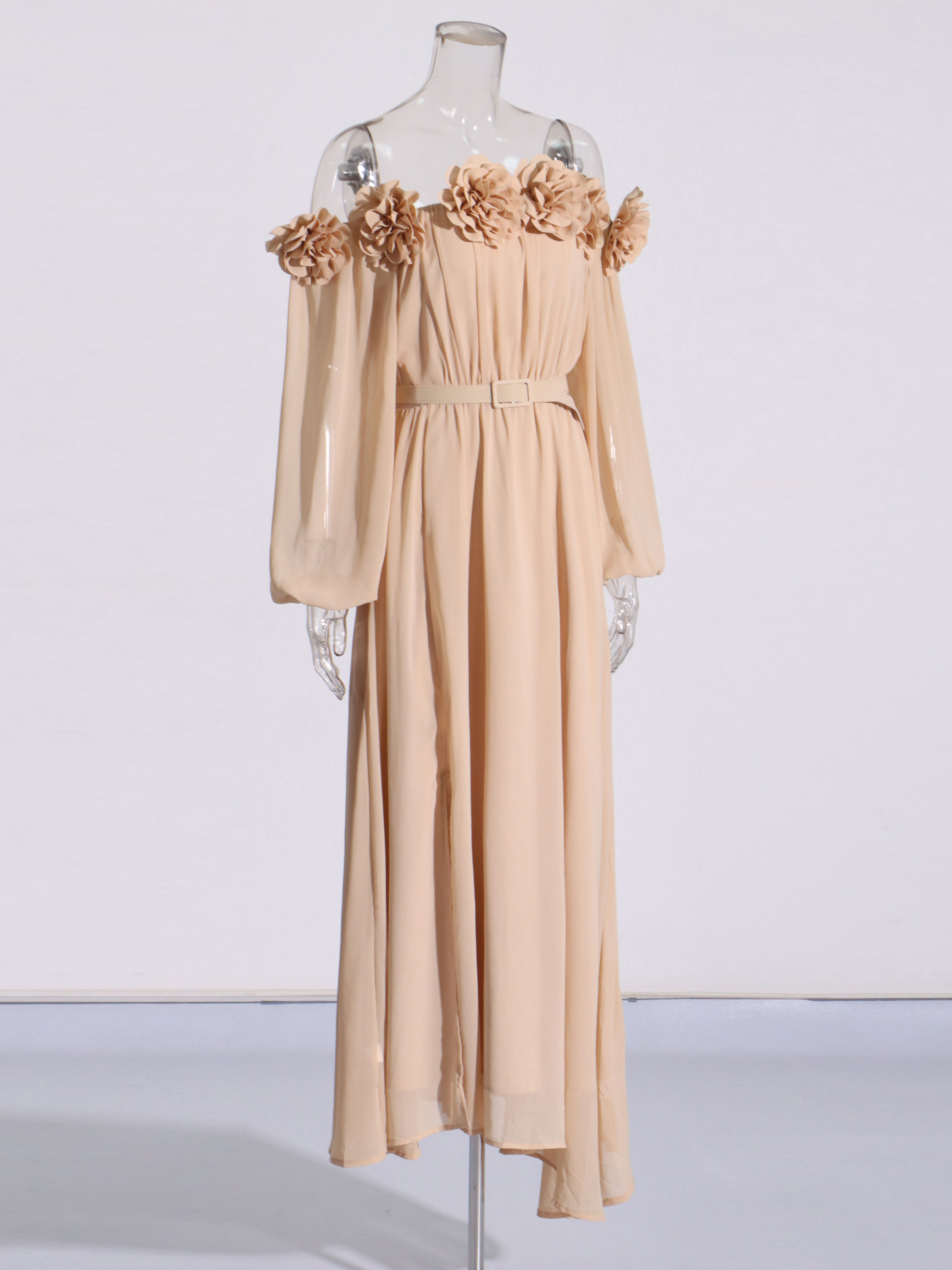 TWOTWINSTYLE Off Shoulder Spliced 3D Flower Tunic Elegant Dress