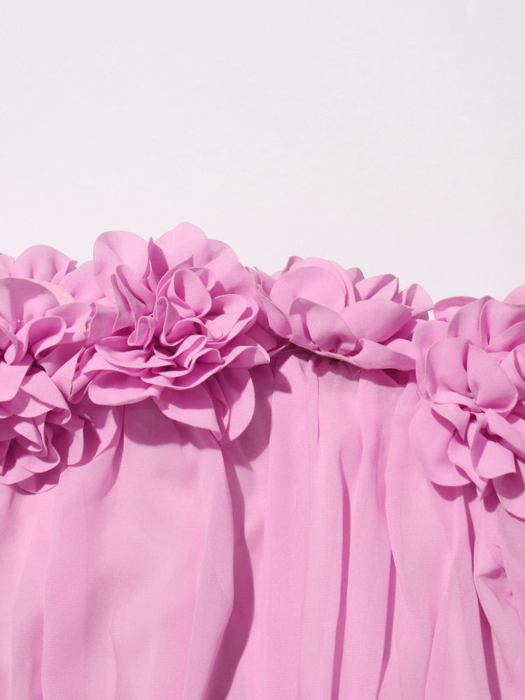 TWOTWINSTYLE Off Shoulder Spliced 3D Flower Tunic Elegant Dress