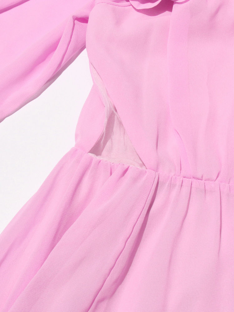 TWOTWINSTYLE Off Shoulder Spliced 3D Flower Tunic Elegant Dress