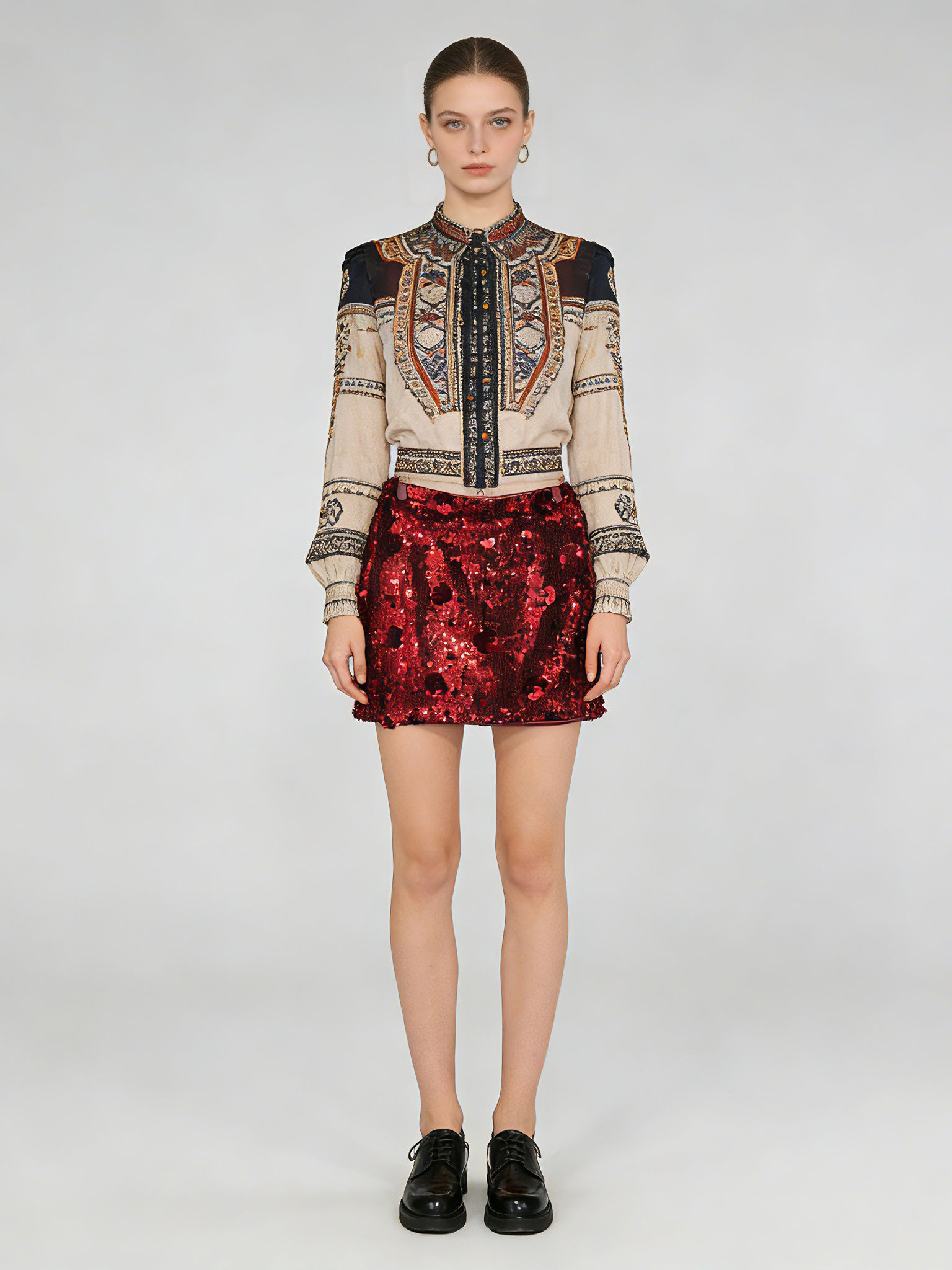 TWOTWINSTYLE Patchwork Sequins High Waist Chic Skirt