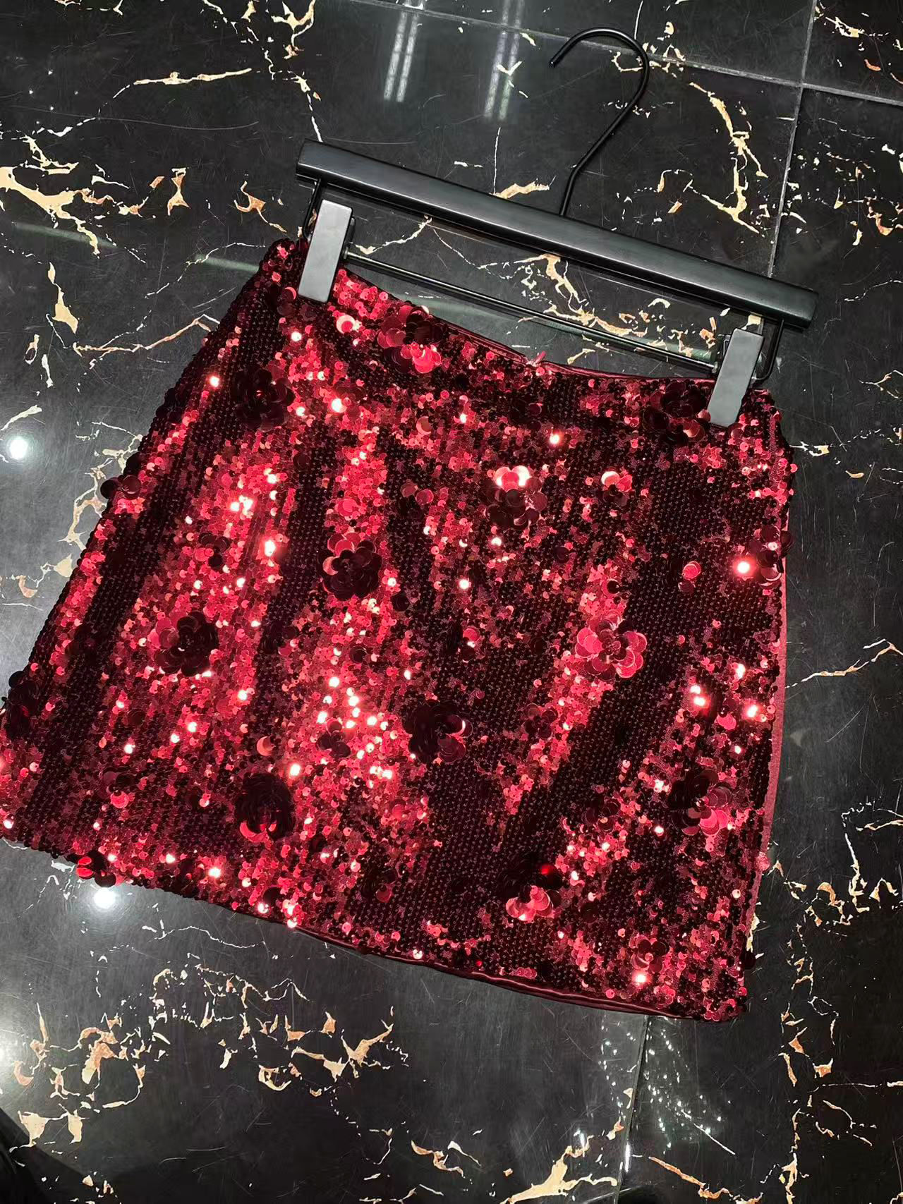 TWOTWINSTYLE Patchwork Sequins High Waist Chic Skirt