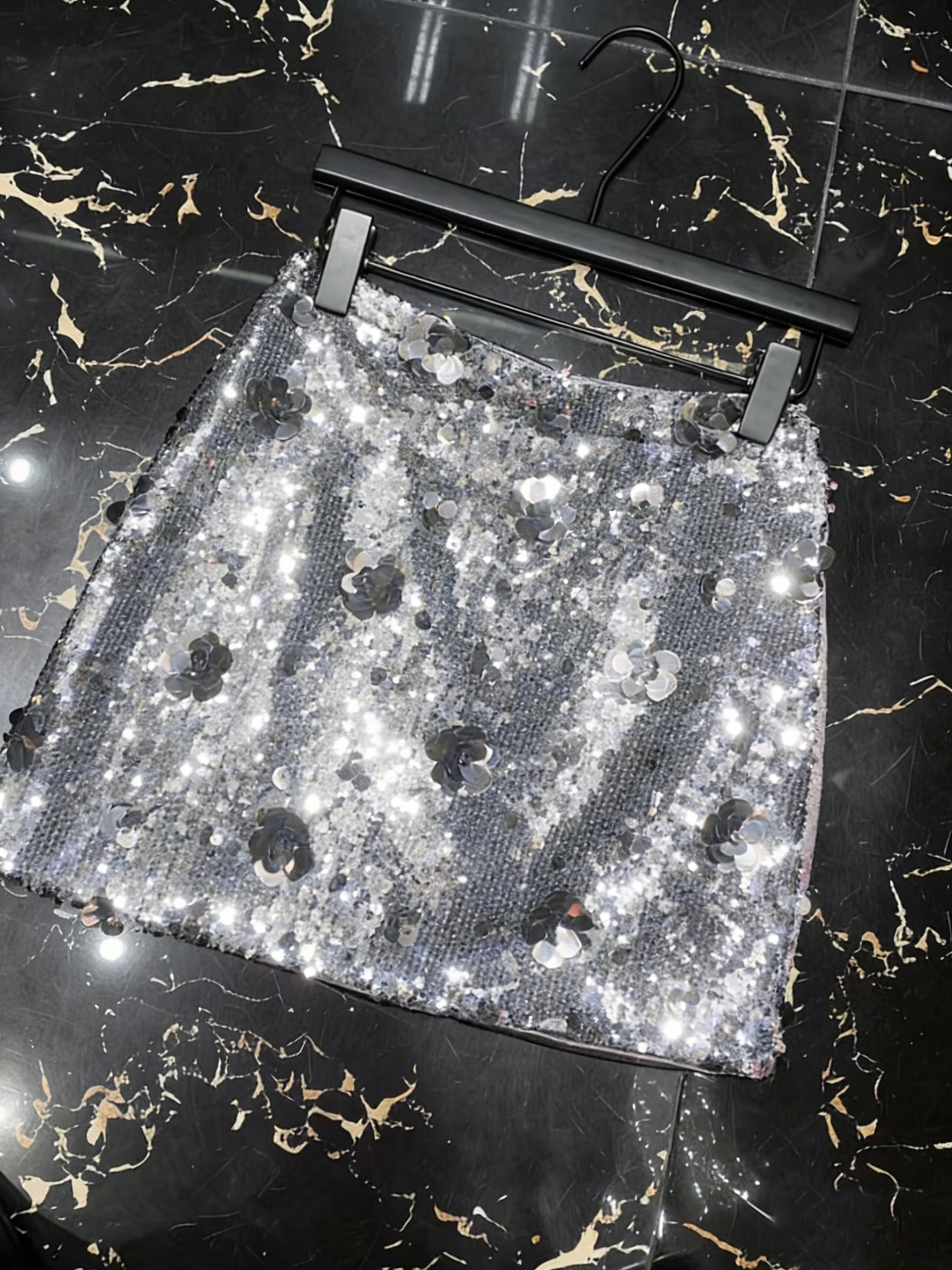 TWOTWINSTYLE Patchwork Sequins High Waist Chic Skirt