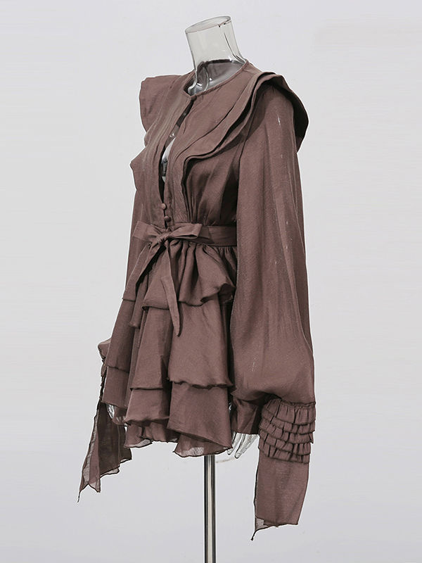 TWOTWINSTYLE Round Neck Hollow Out High Waist Designer Dress