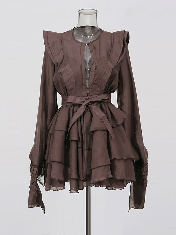 TWOTWINSTYLE Round Neck Hollow Out High Waist Designer Dress