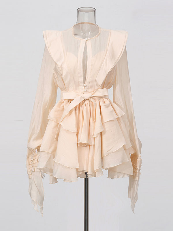 TWOTWINSTYLE Round Neck Hollow Out High Waist Designer Dress