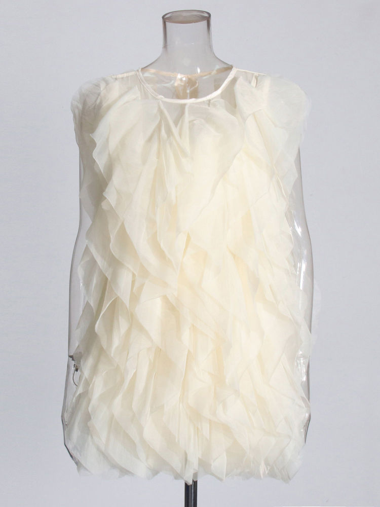 TWOTWINSTYLE Round Neck Sleeveless Spliced Ruffles Fashion Dress