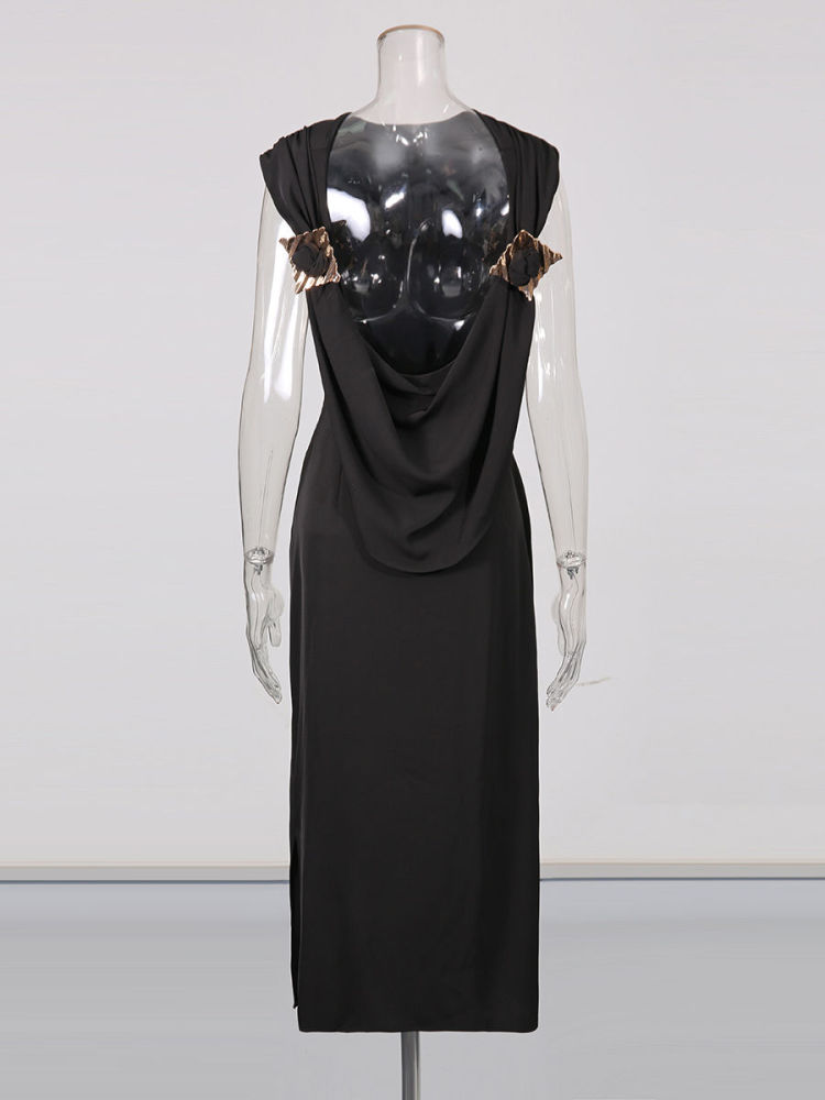 TWOTWINSTYLE Solid Sleeveless Backless Slimming Fashion Dress