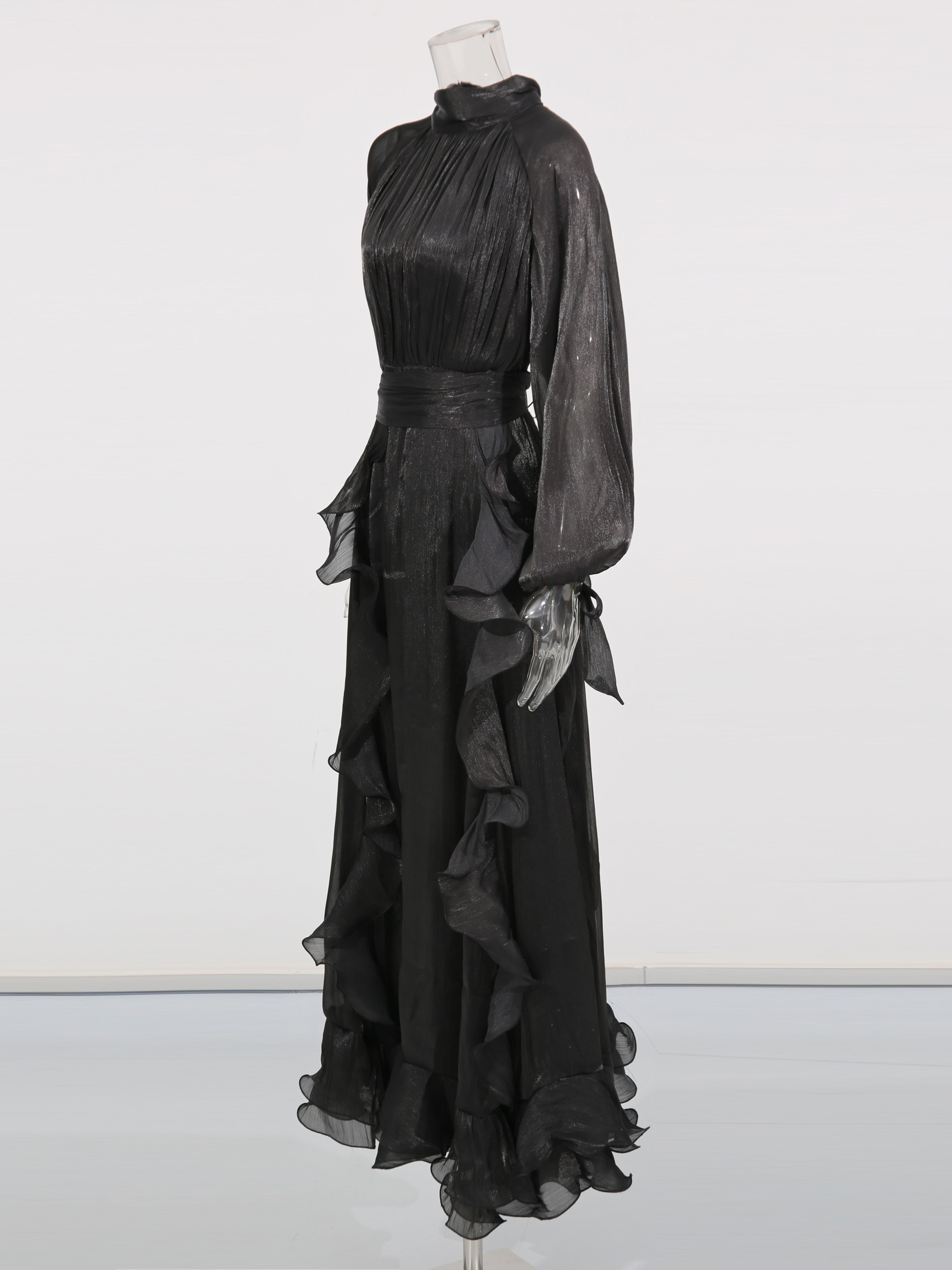 TWOTWINSTYLE Stand Collar Long Sleeve Tunic Elegant Dress