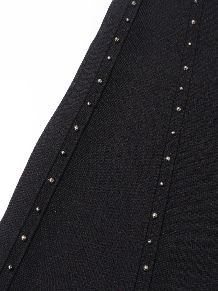 TWOTWINSTYLE Stand Collar Patchwork Steel Ball Chic Dress