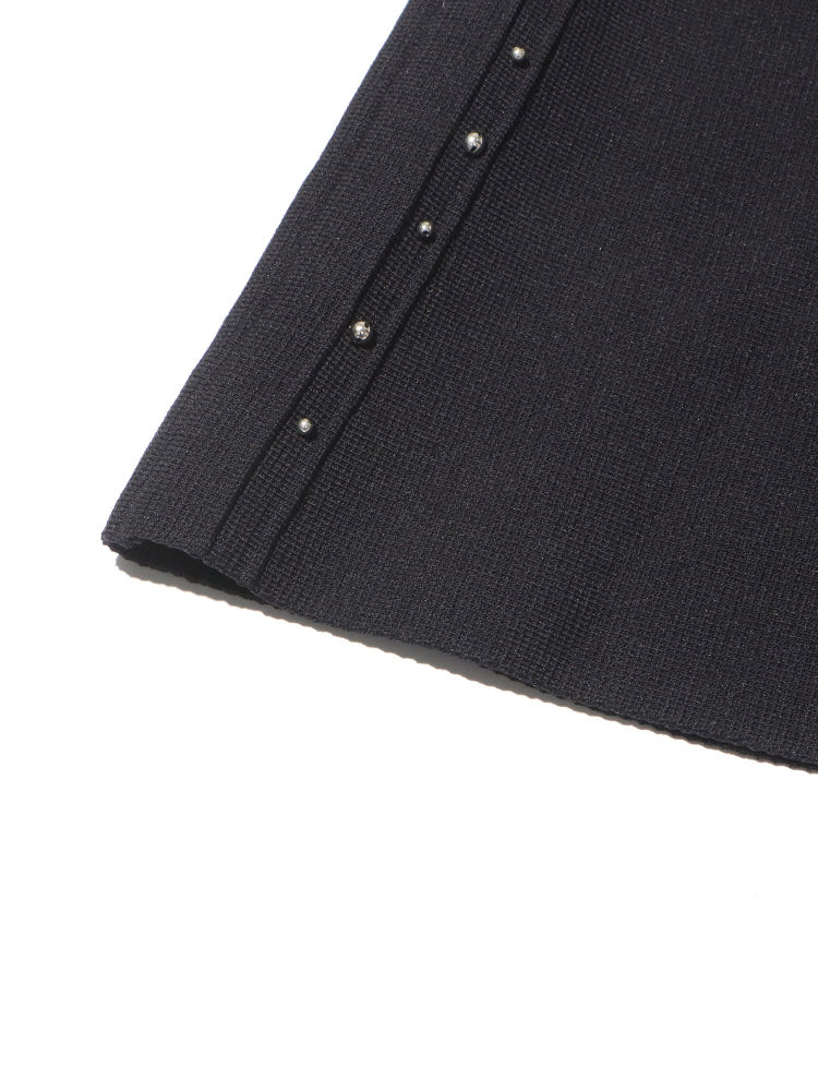 TWOTWINSTYLE Stand Collar Patchwork Steel Ball Chic Dress