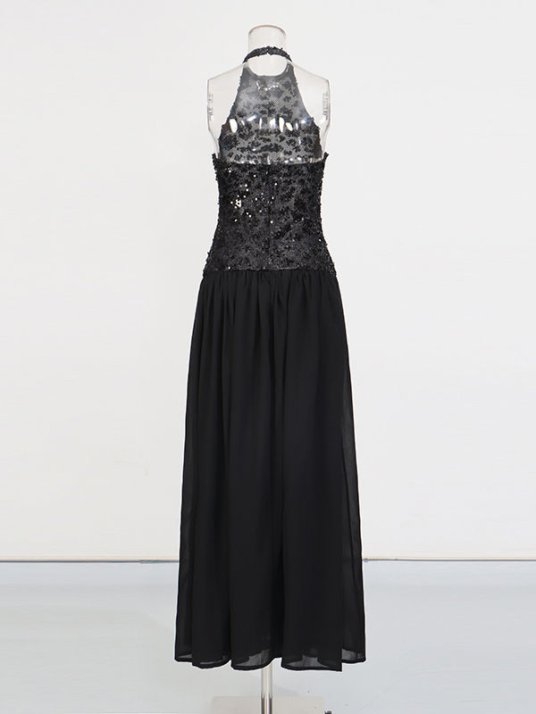 TWOTWINSTYLE Backless Patchwork Sequins Fashion Dress
