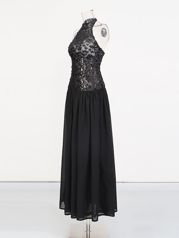 TWOTWINSTYLE Backless Patchwork Sequins Fashion Dress