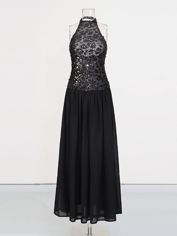 TWOTWINSTYLE Backless Patchwork Sequins Fashion Dress