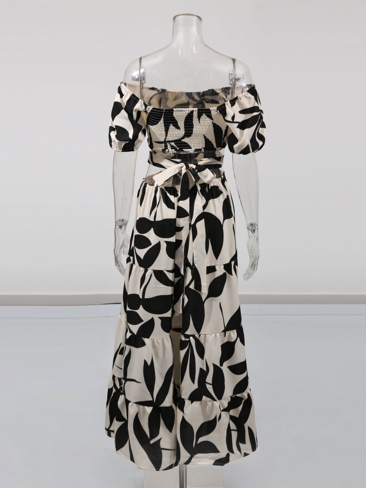 TWOTWINSTYLE Hit Color Slash Neck High Waist Fashion Dress