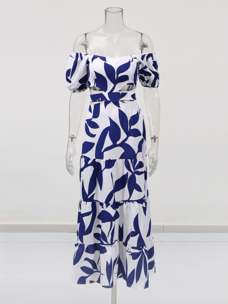 TWOTWINSTYLE Hit Color Slash Neck High Waist Fashion Dress