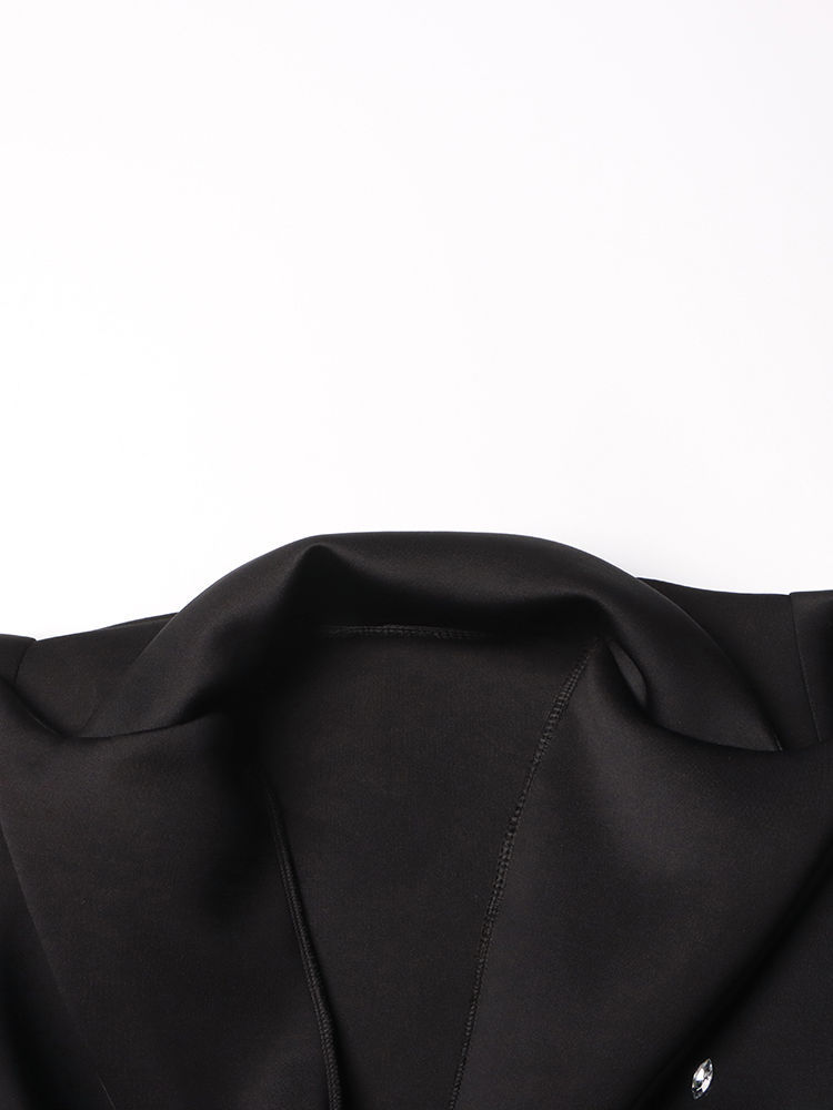 TWOTWINSTYLE Lapel Spliced Diamonds High Waist Fashion Dress