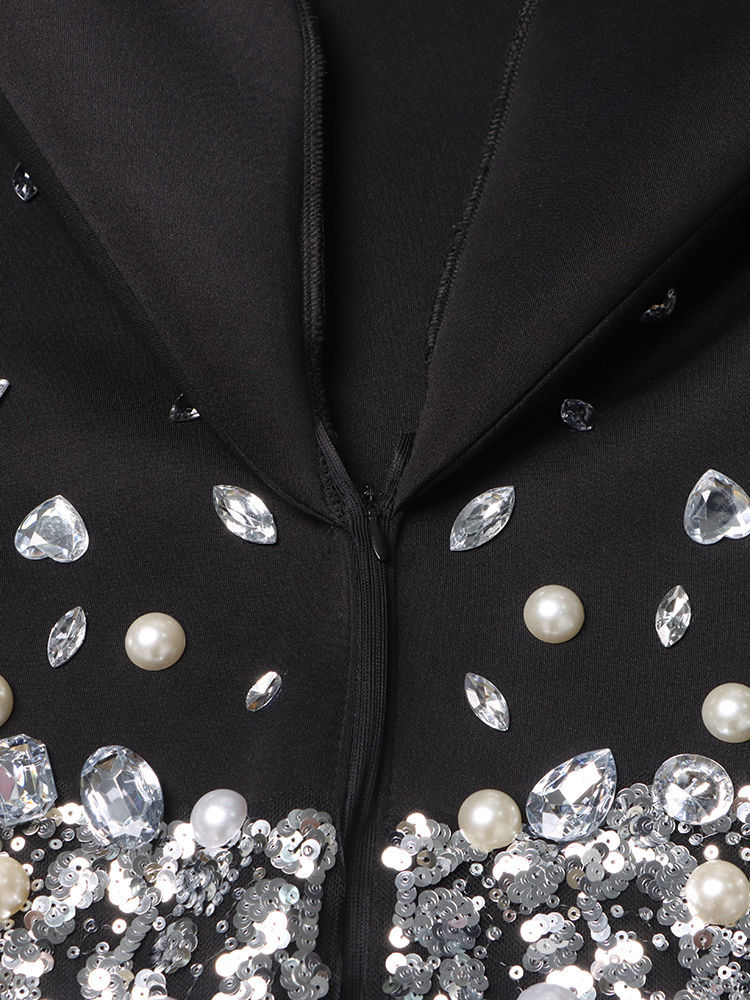 TWOTWINSTYLE Lapel Spliced Diamonds High Waist Fashion Dress