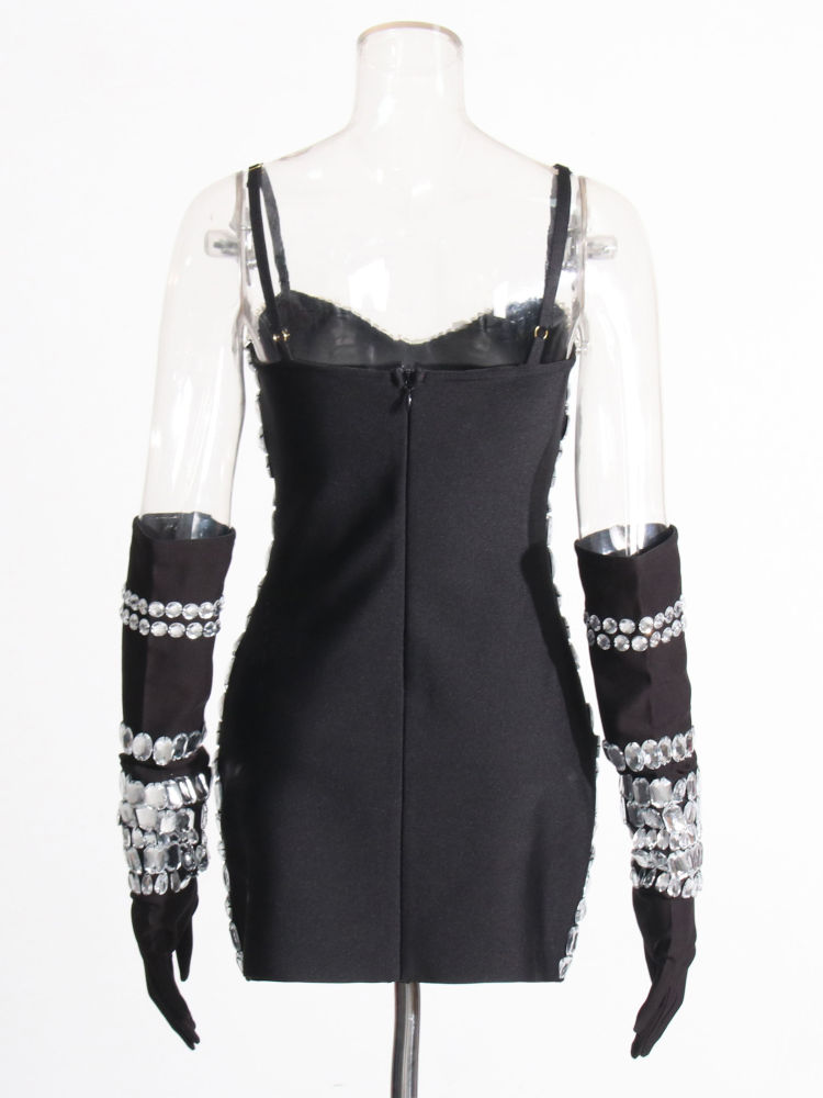 TWOTWINSTYLE Sleeveless Patchwork Diamond Slimming Dress