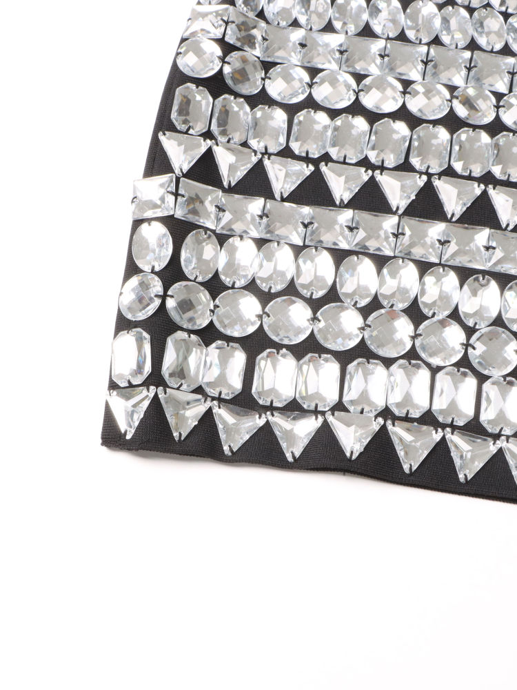 TWOTWINSTYLE Sleeveless Patchwork Diamond Slimming Dress