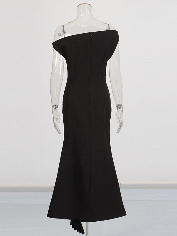TWOTWINSTYLE Solid Patchwork Pleated High Waist Elegant Dress
