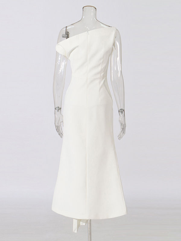 TWOTWINSTYLE Solid Patchwork Pleated High Waist Elegant Dress