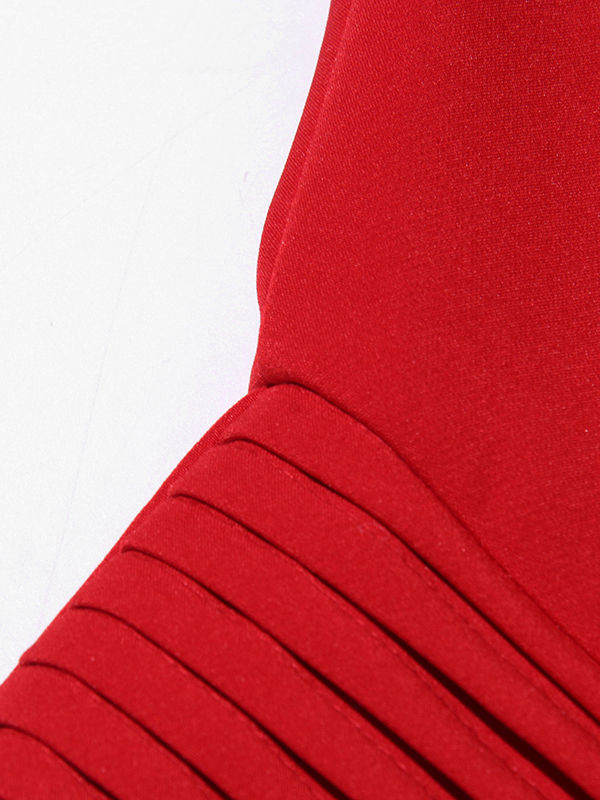 TWOTWINSTYLE Solid Patchwork Pleated High Waist Elegant Dress