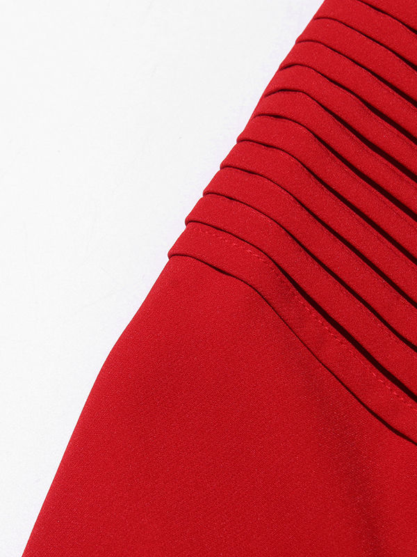 TWOTWINSTYLE Solid Patchwork Pleated High Waist Elegant Dress