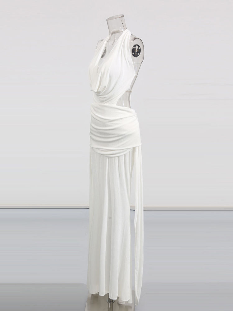 TWOTWINSTYLE Solid Spliced Lace Up Backless Fashion Dress