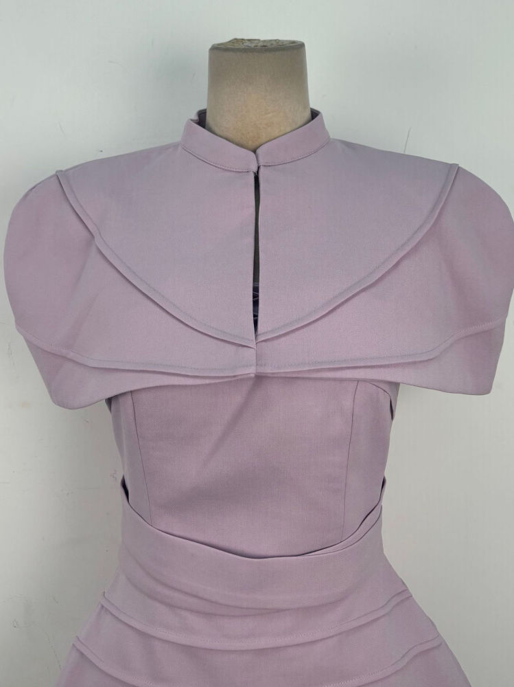 TWOTWINSTYLE Stand Collar High Waist Minimalist Dress