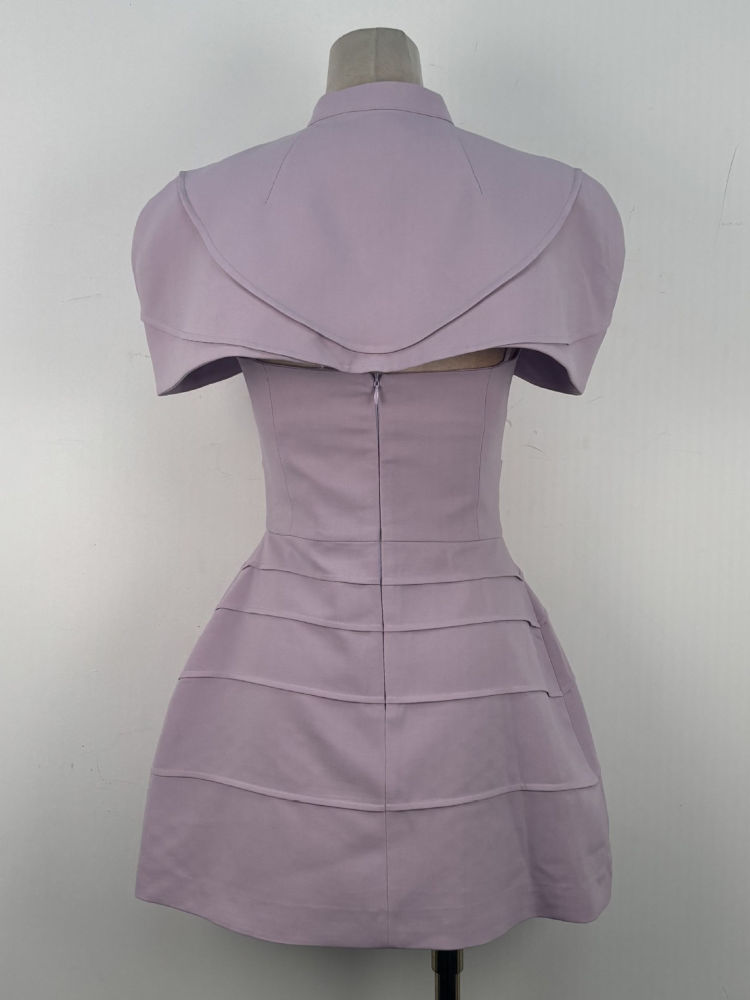 TWOTWINSTYLE Stand Collar High Waist Minimalist Dress