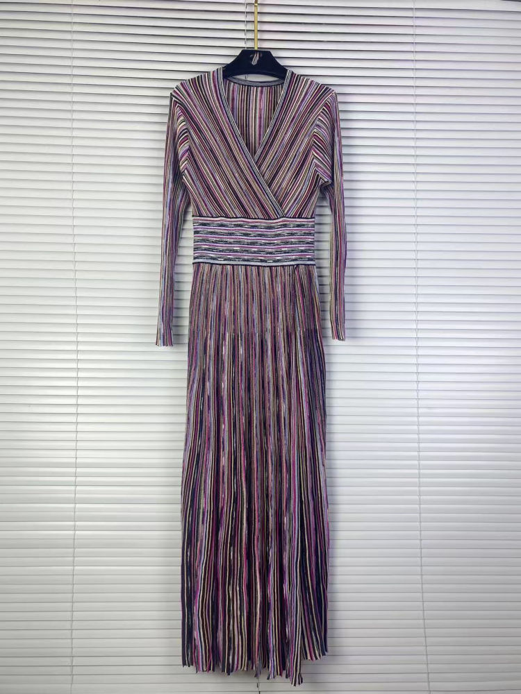 TWOTWINSTYLE V Neck Hit Color Tunic Elegant Midi Dress