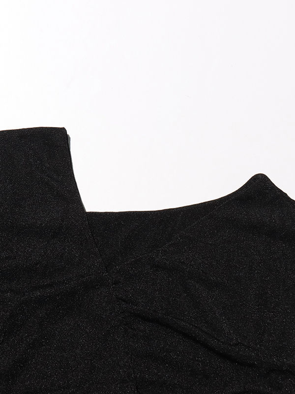 TWOTWINSTYLE V Neck Off Shoulder Long Sleeve Elegant Slimming Dress