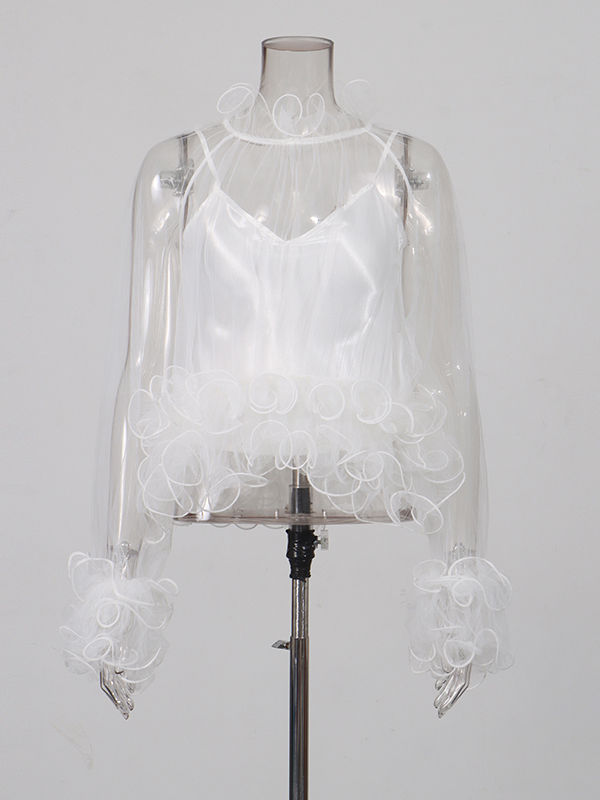 TWOTWINSTYLE Spliced Ruffles Minimalist Chic Shirt