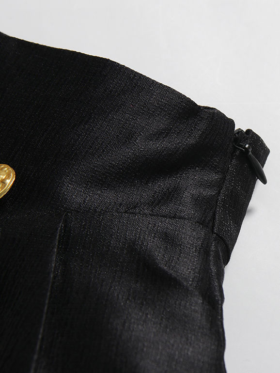 TWOTWINSTYLE Minimalist Spliced Metal Button Skirt