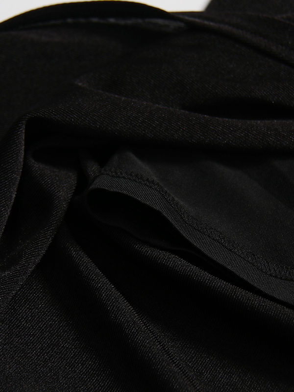 TWOTWINSTYLE Deep V-Neck Pleated Side Split Dress
