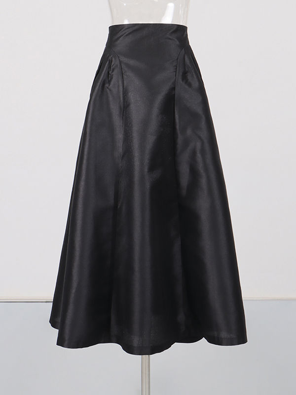 TWOTWINSTYLE Minimalist Spliced Metal Button Skirt