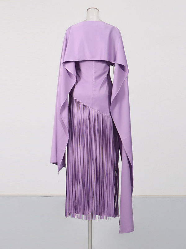 TWOTWINSTYLE Patchwork Tassel Slimming Vintage Maxi Dress