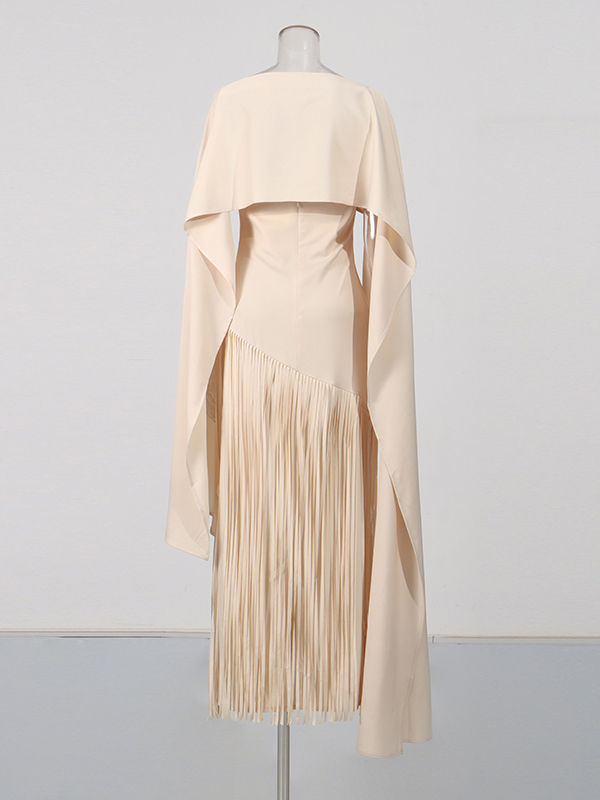 TWOTWINSTYLE Patchwork Tassel Slimming Vintage Maxi Dress