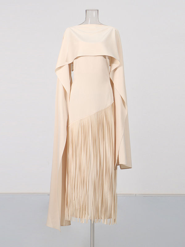 TWOTWINSTYLE Patchwork Tassel Slimming Vintage Maxi Dress