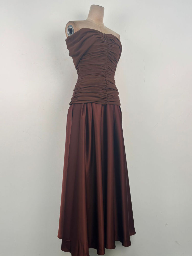 TWOTWINSTYLE Solid Sleeveless Pleated Tunic Vintage Dress