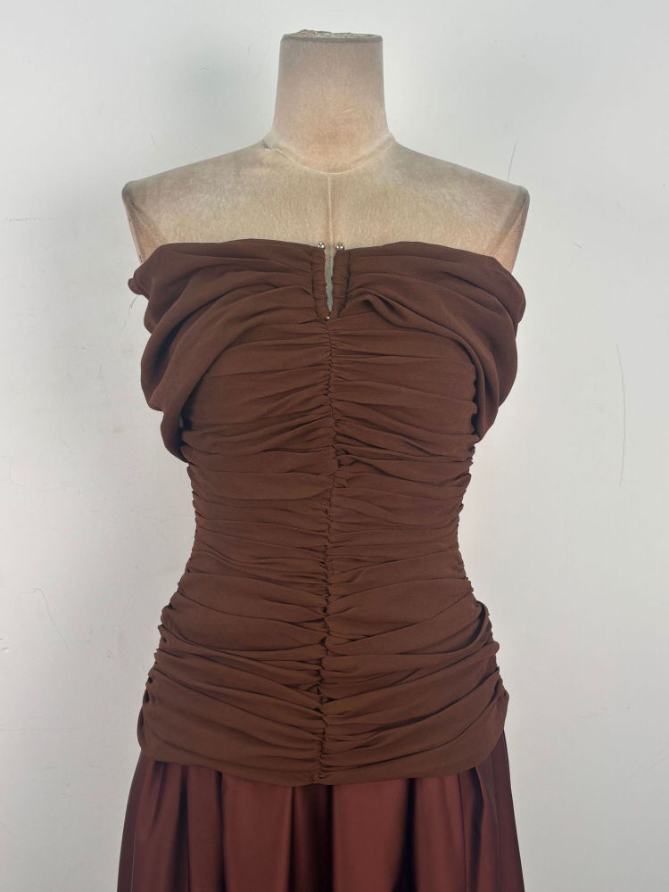 TWOTWINSTYLE Solid Sleeveless Pleated Tunic Vintage Dress
