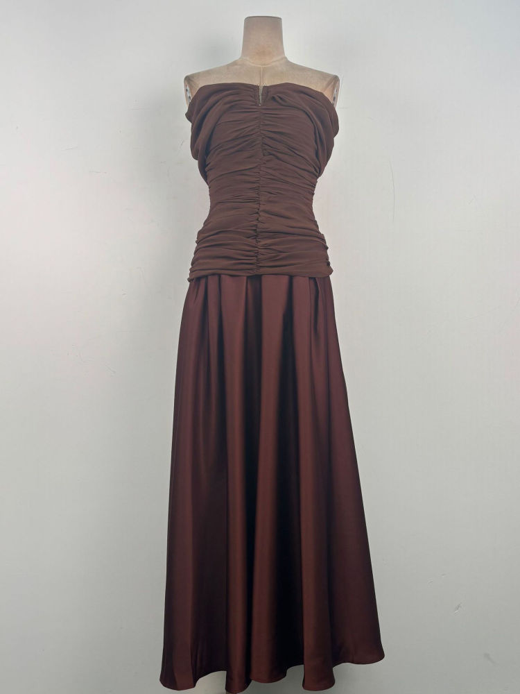 TWOTWINSTYLE Solid Sleeveless Pleated Tunic Vintage Dress