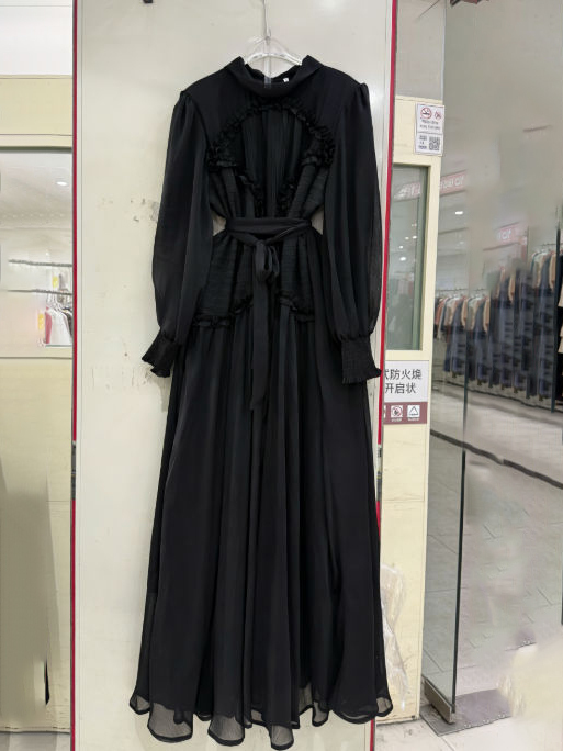 TWOTWINSTYLE Solid Stand Collar Tunic Fashion Dress