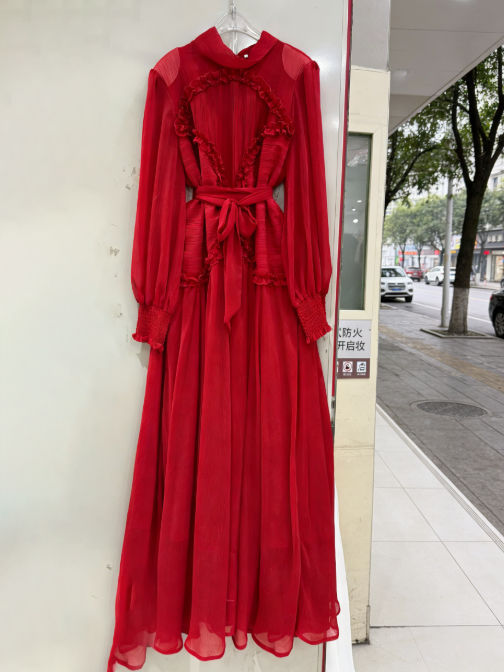 TWOTWINSTYLE Solid Stand Collar Tunic Fashion Dress