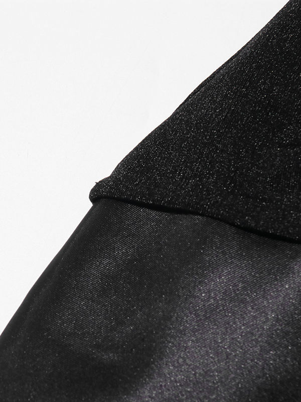 TWOTWINSTYLE Long Sleeve Spliced Button Pleated Elegant Dress