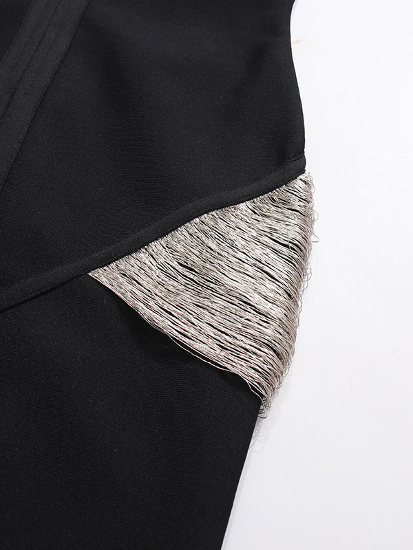 TWOTWINSTYLE Off One Shoulder Spliced tassel Slimming Dress