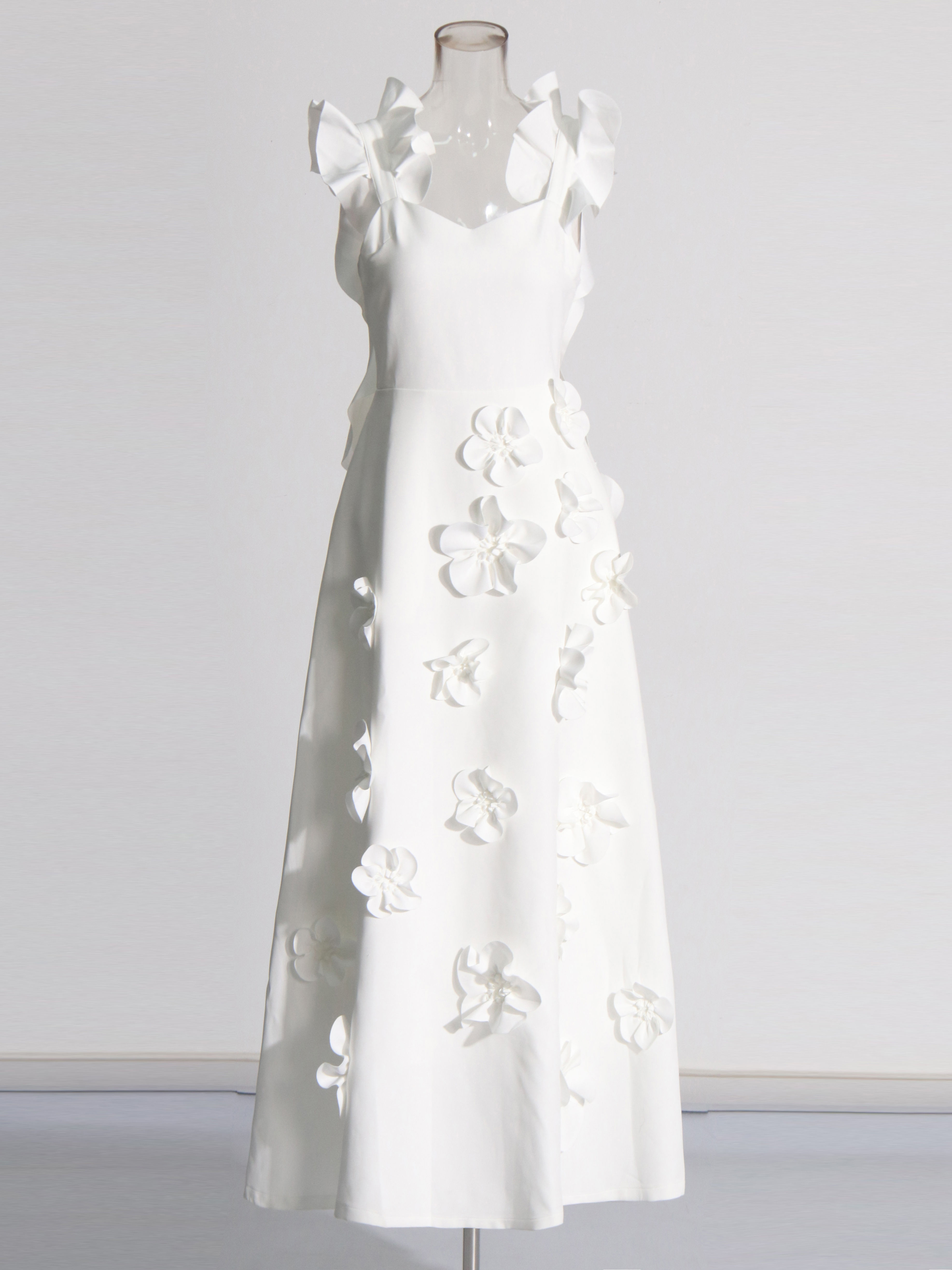 TWOTWINSTYLE Solid Sleeveless Patchwork 3D Flower Tunic Dress