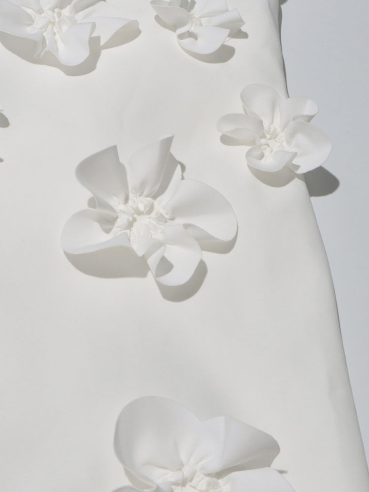 TWOTWINSTYLE Solid Sleeveless Patchwork 3D Flower Tunic Dress