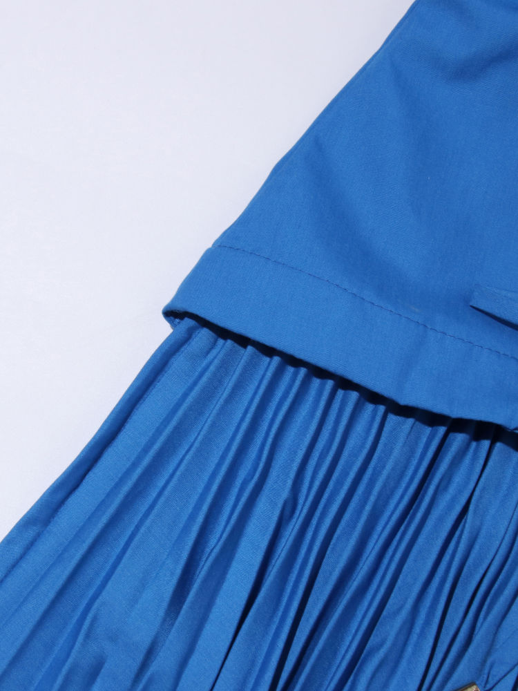 TWOTWINSTYLE Solid V Neck Puff Sleeve Tunic Designer Dress