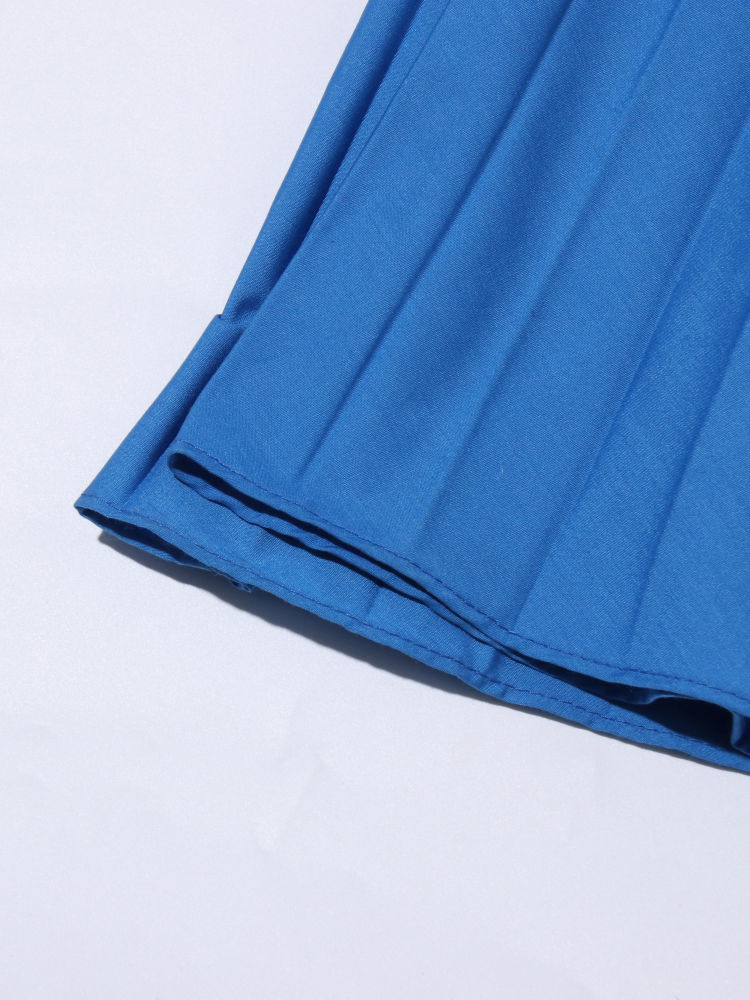 TWOTWINSTYLE Solid V Neck Puff Sleeve Tunic Designer Dress